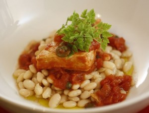 Braised Swordfish, White Beans
