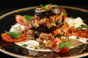 Eggplant & Spiced Lamb Napoleon