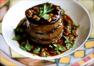 Napoleon of Portobella & Turnip, Ginger-Soy-Mirin Sauce