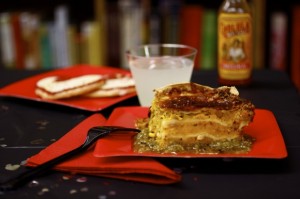 butternut squash lasagna, tomatillo sauce