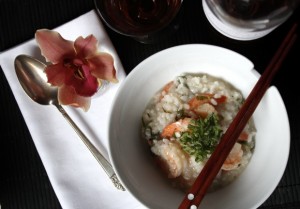 Asian Risotto: Sushi Rice, Shrimp, Thai Basil, Shiso, Yuzu