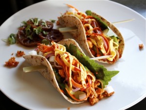 Spicy Colorful Veggie Tacos, Korean-Style