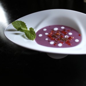 purple sweet potato soup – coconut, red chili, toasted cumin