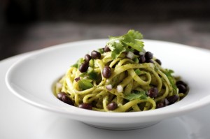 Linguini, Smoky Avocado Sauce, Black Beans, Lime