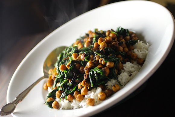 Spinach & Chickpeas in a Bengali Mustard Sauce
