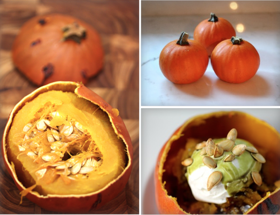 Savory Little Pumpkins with Labneh, Zaatar, Pumpkin Seed Oil