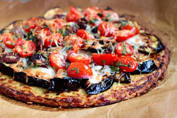 Grilled Eggplant Pizza with Low-Carb Cauliflower Crust