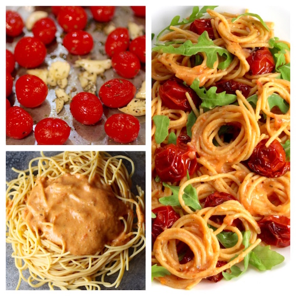 Red Lentil Spaghetti (gluten-free) with Cauliflower Rosa Sauce (vegan)