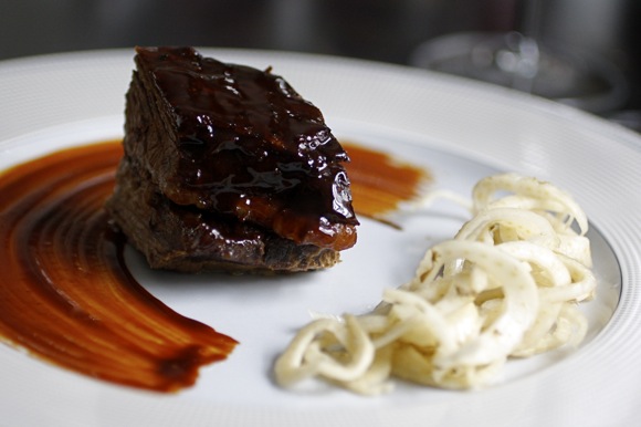 lacquered brisket of beef, pickled fennel