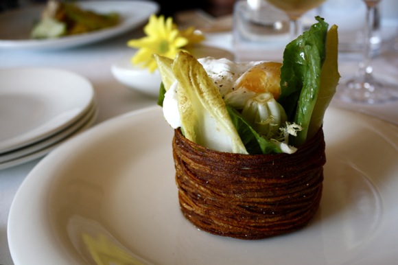 salad of endives, blackbird restaurant, potato basket