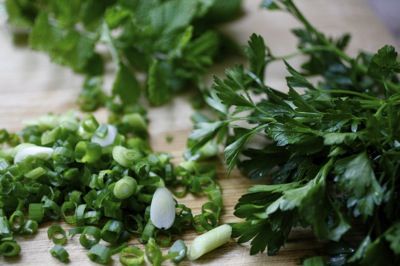 scallion mint parsley, herbs