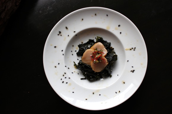 scallop and seaweed