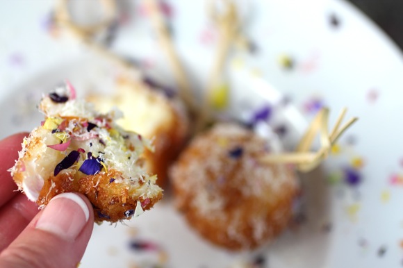 fried rice balls, flower confetti, how to make best arancini