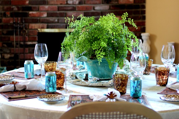 La Croix Water, cans table setting turquoise