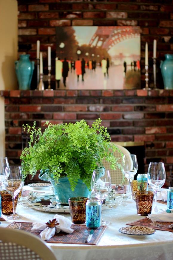 turquoise blue table setting