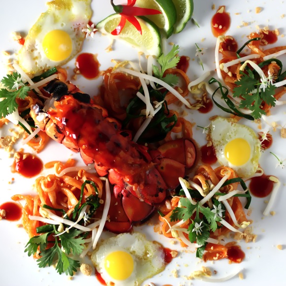 lobster pad thai elegant-style, lobster tail