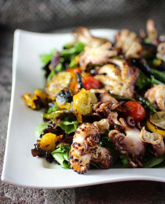 grilled baby octopus salad