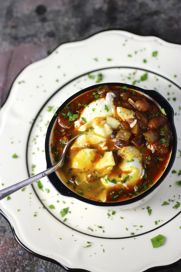 Bison & Heirloom Bean Chili with Poached Egg