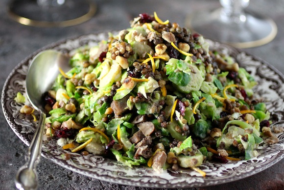 Cal-Style Brussels Sprouts Salad with Fruit and Nuts
