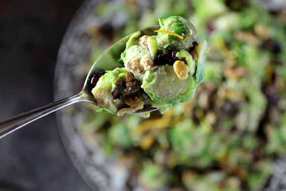 Cal-Style Brussels Sprouts Salad with Fruit and Nuts