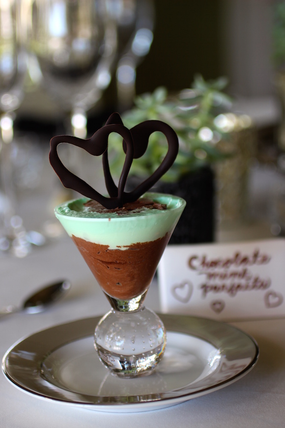 Chocolate Mint Parfaits with Chocolate Hearts
