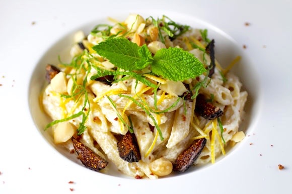 Lemon Ricotta Pasta Salad with Figs and Mint