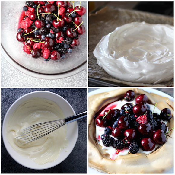 How to make a Pavlova (meringue dessert with mixed berries and elderflower lemon curd yogurt)