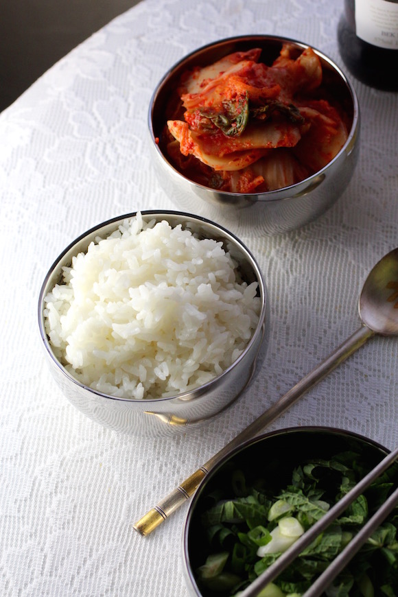 rice and kimchi