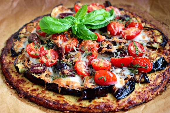 Grilled Eggplant Pizza with Low-Carb Cauliflower Crust #LowCarb