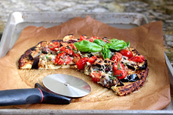 Grilled Eggplant Pizza with Low-Carb Cauliflower Crust