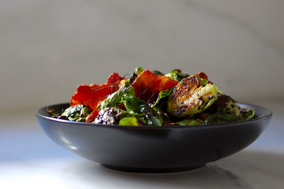 Roasted Brussels Sprouts, Bacon Shards, 18-Year Balsamic Vinegar of Modena