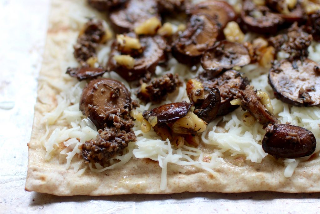 Earthy Flatbread Pizza - Mushroom, Walnut, Black Truffle Sauce