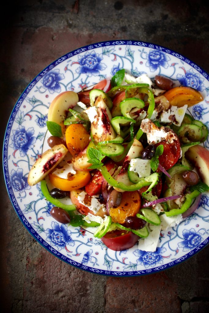 Try Adding Sweet Peaches to a Savory Greek Salad