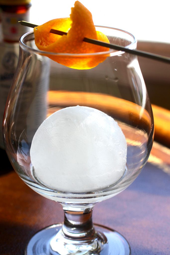 Manhattan Cocktail with a Luxardo Ice Sphere