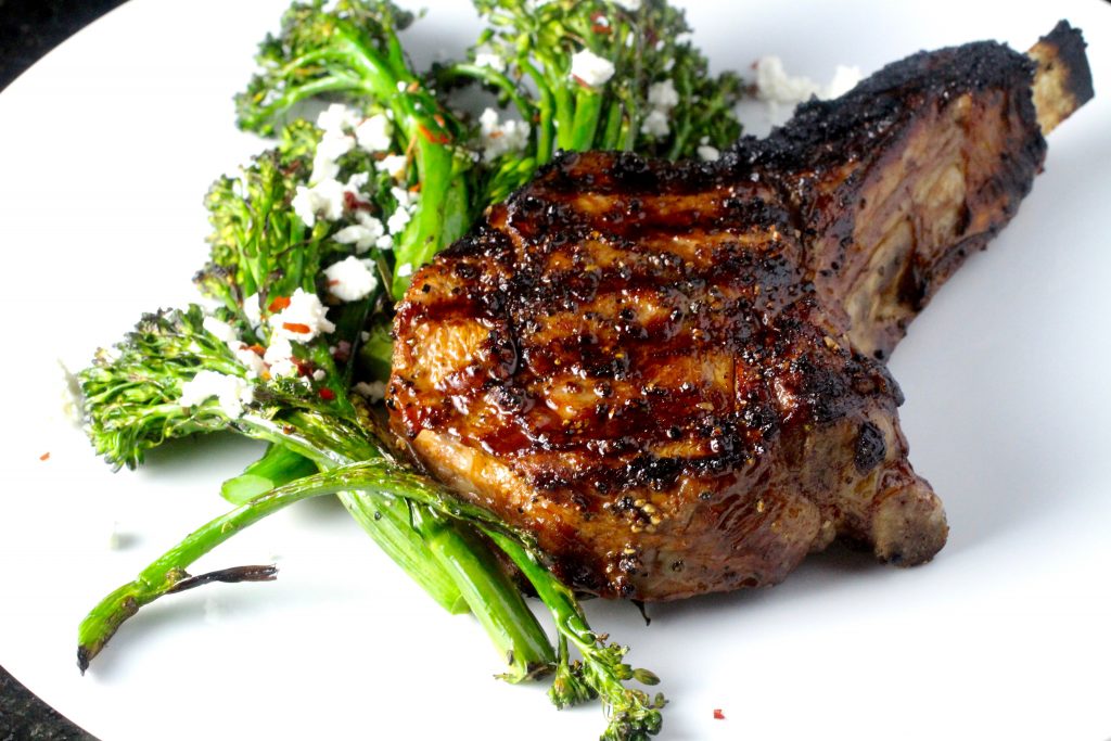 Grilled Veal Chops and Baby Broccoli