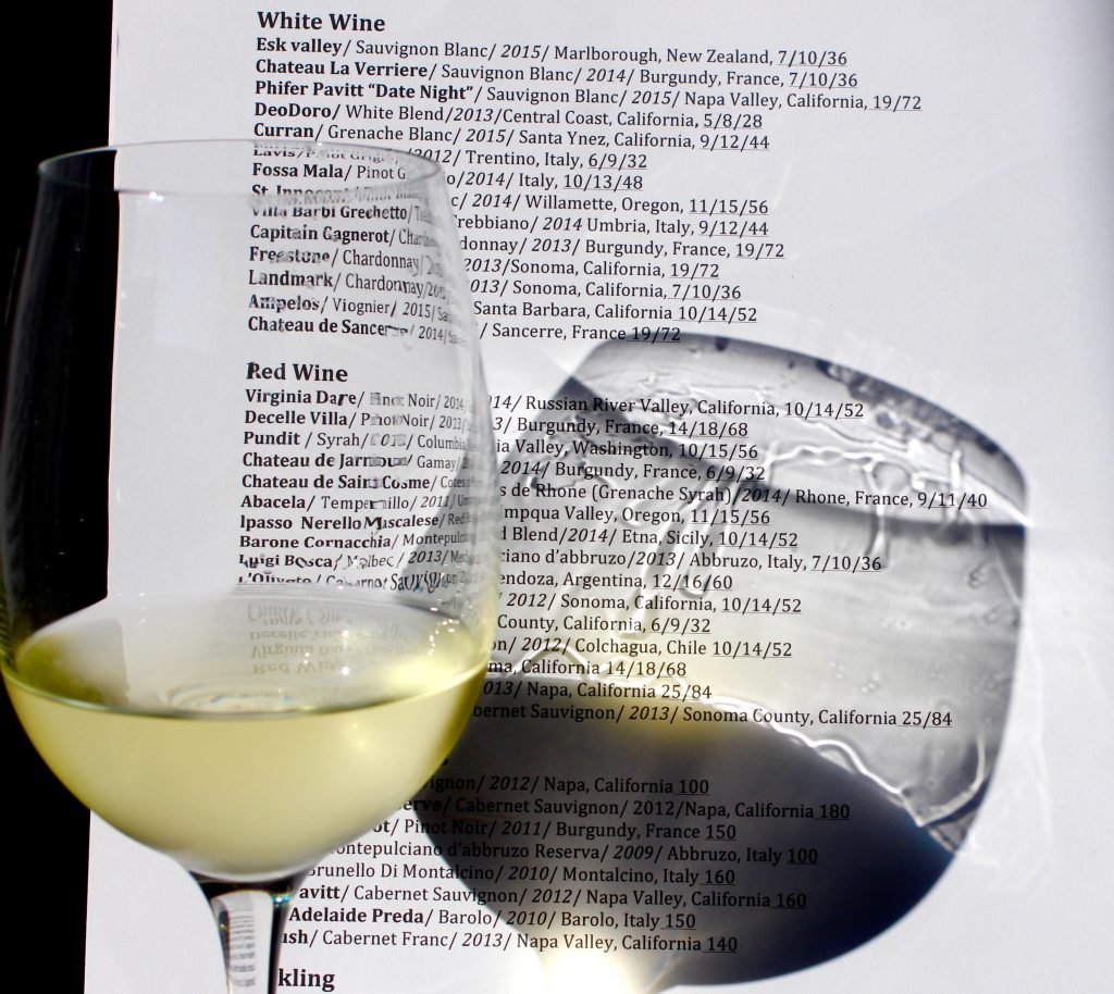 Eclectic Wine List