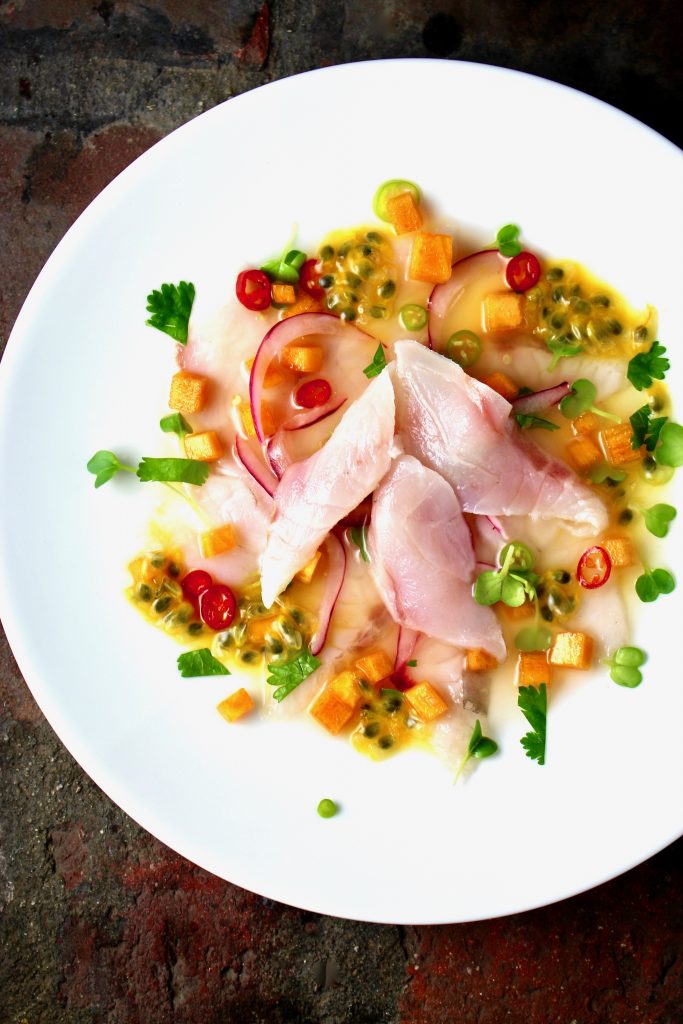 Striped Bass Ceviche with Passion Fruit