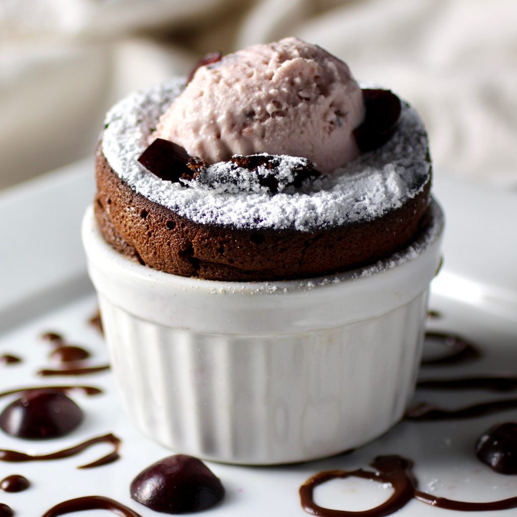Chocolate Soufflé, Cherry Vanilla Ice Cream
