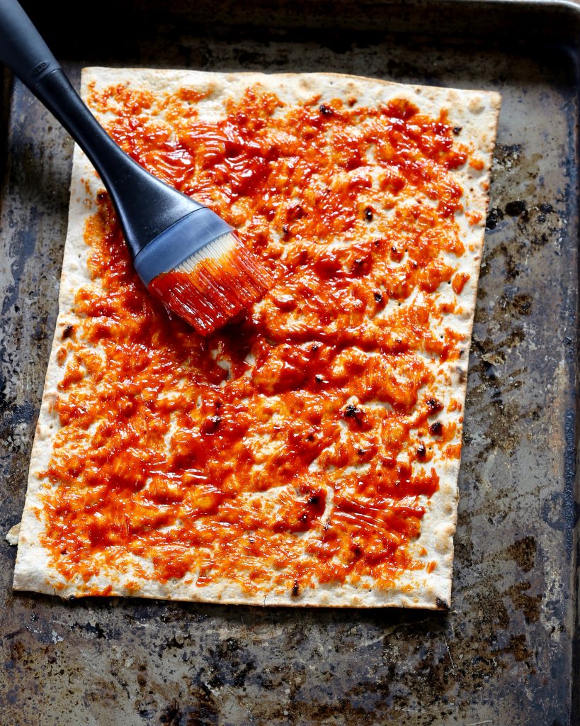 Kimchi Flatbread with Fresh Mozzarella - Gochujang Sauce, Scallion Curls, Roasted Seaweed