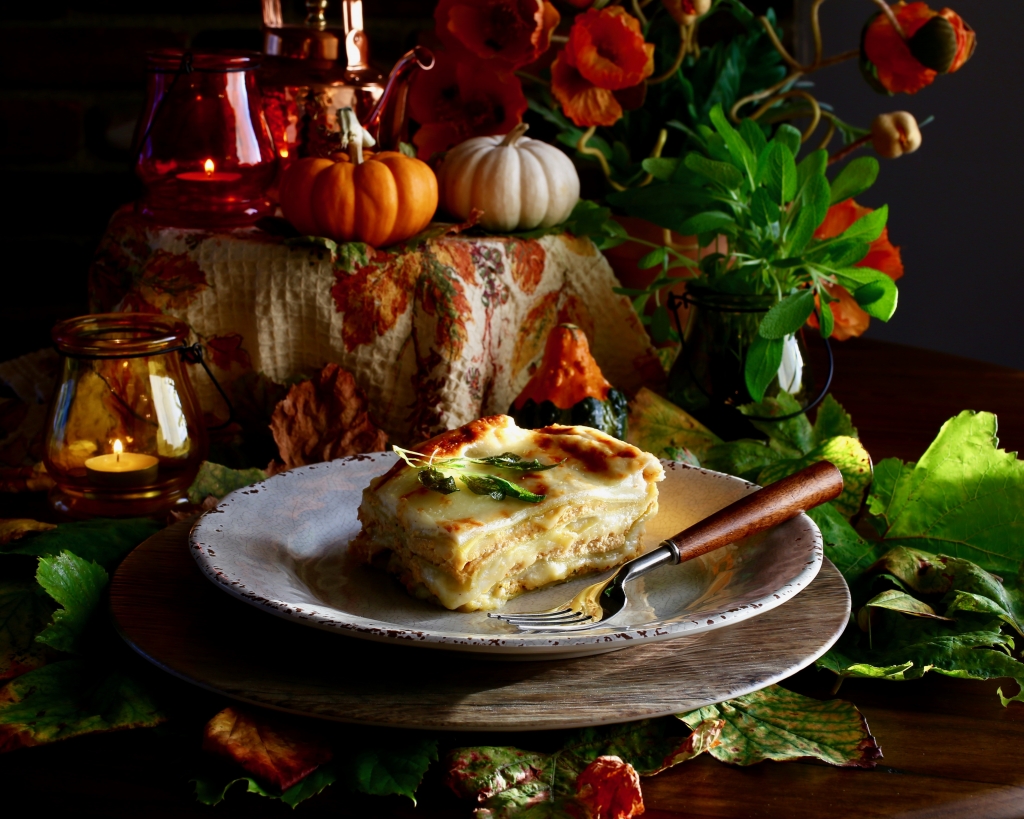 Pumpkin Ricotta Lasagne with Fried Sage #glutenfree