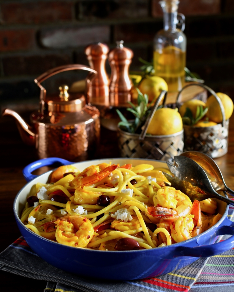 Saffron Lemon Shrimp with Bucatini