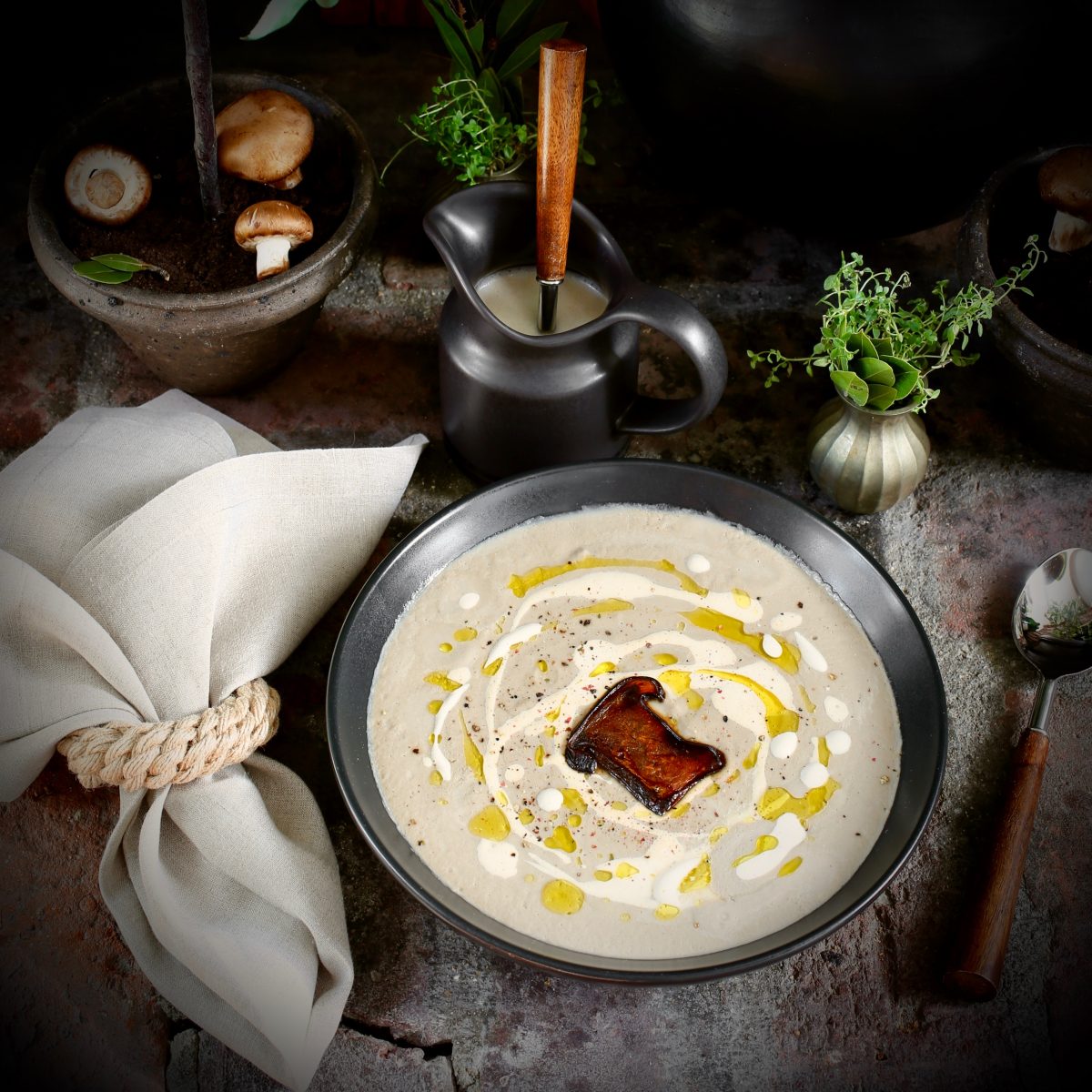 Crimini Mushroom Soup with Crème Fraîche - Taste With The Eyes