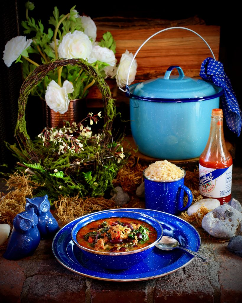 Chicken Chorizo Stew with Baby Greens