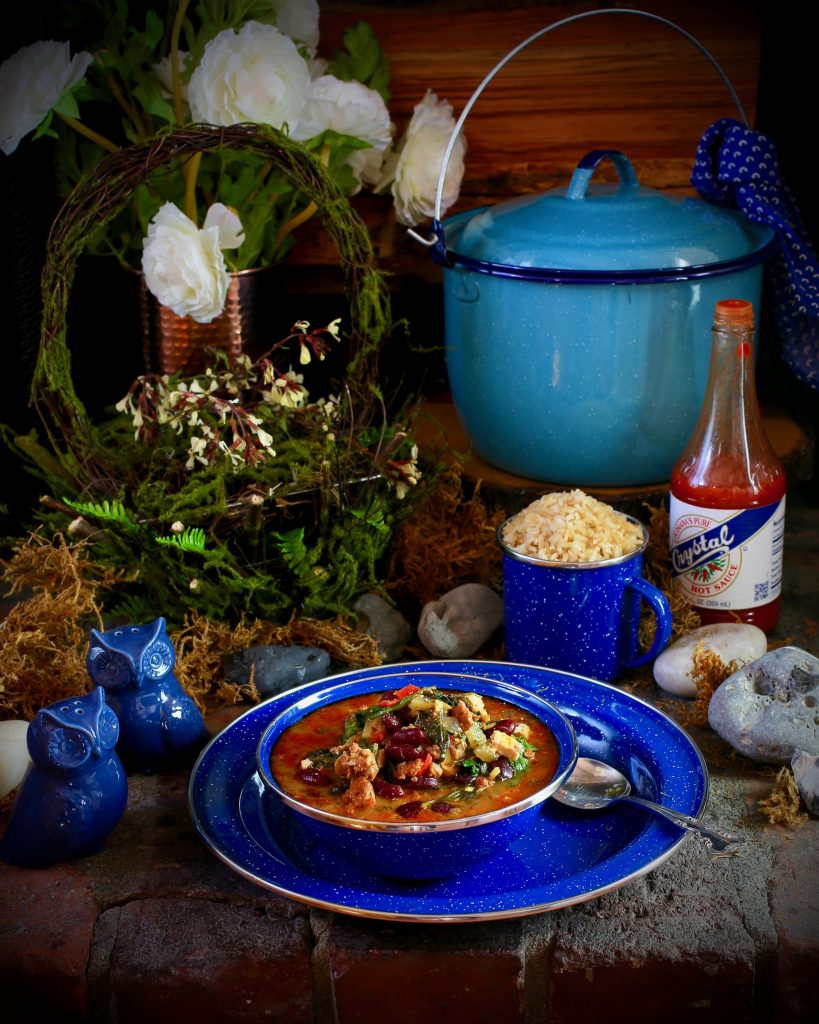 Chicken Chorizo Stew with Baby Greens