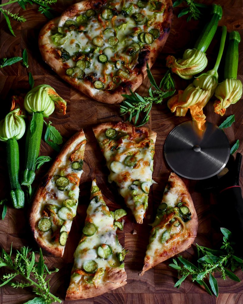 Squash Blossom Flatbread Pizza