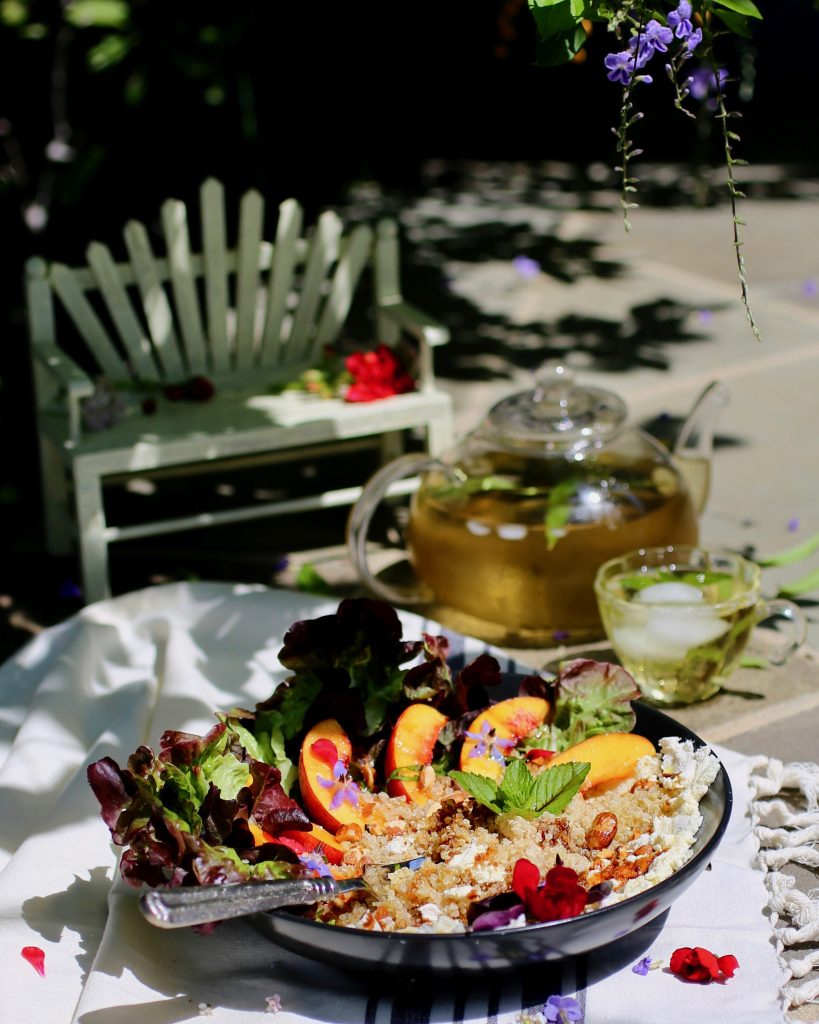 Peach, Quinoa, and Almond Milk Ricotta Salad