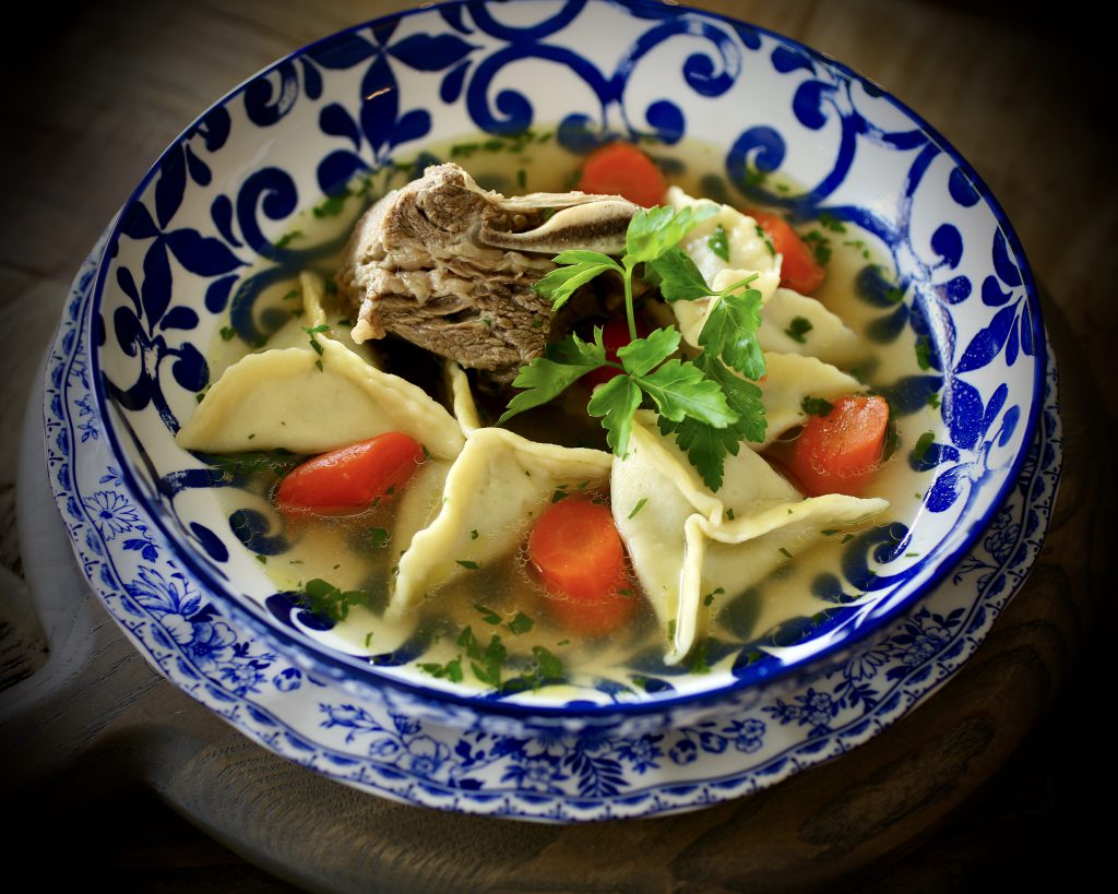 Short Rib Kreplach and Nana's Meat Soup