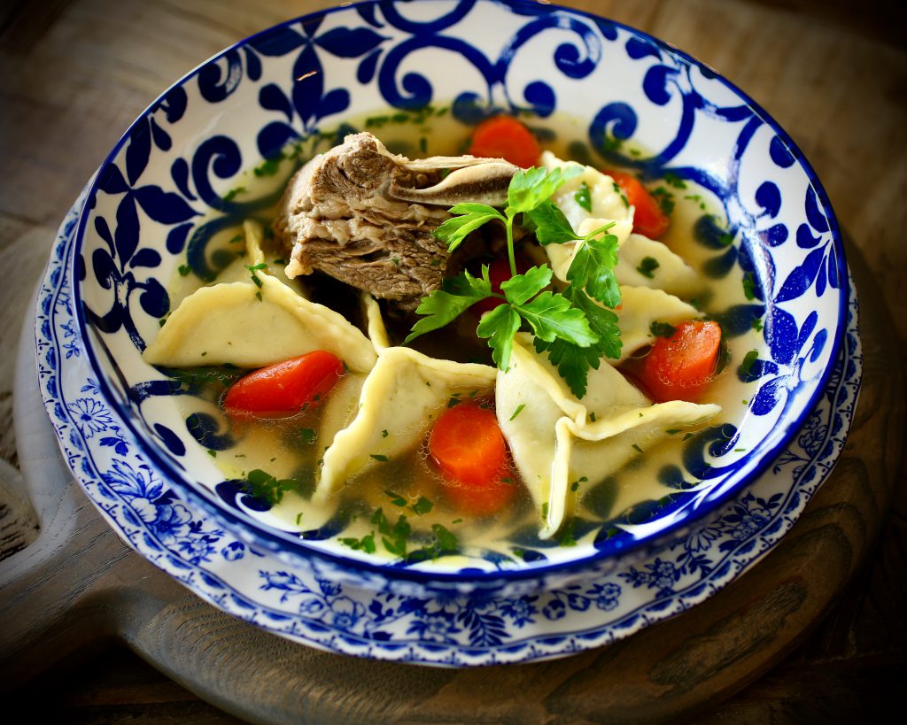 Short Rib Kreplach and Nana's Meat Soup