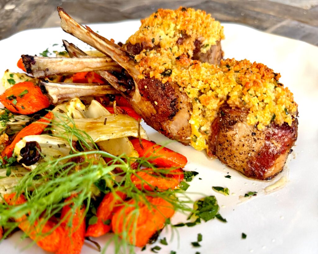 Double Lamb Chops, Dijon-Parmesan Crust