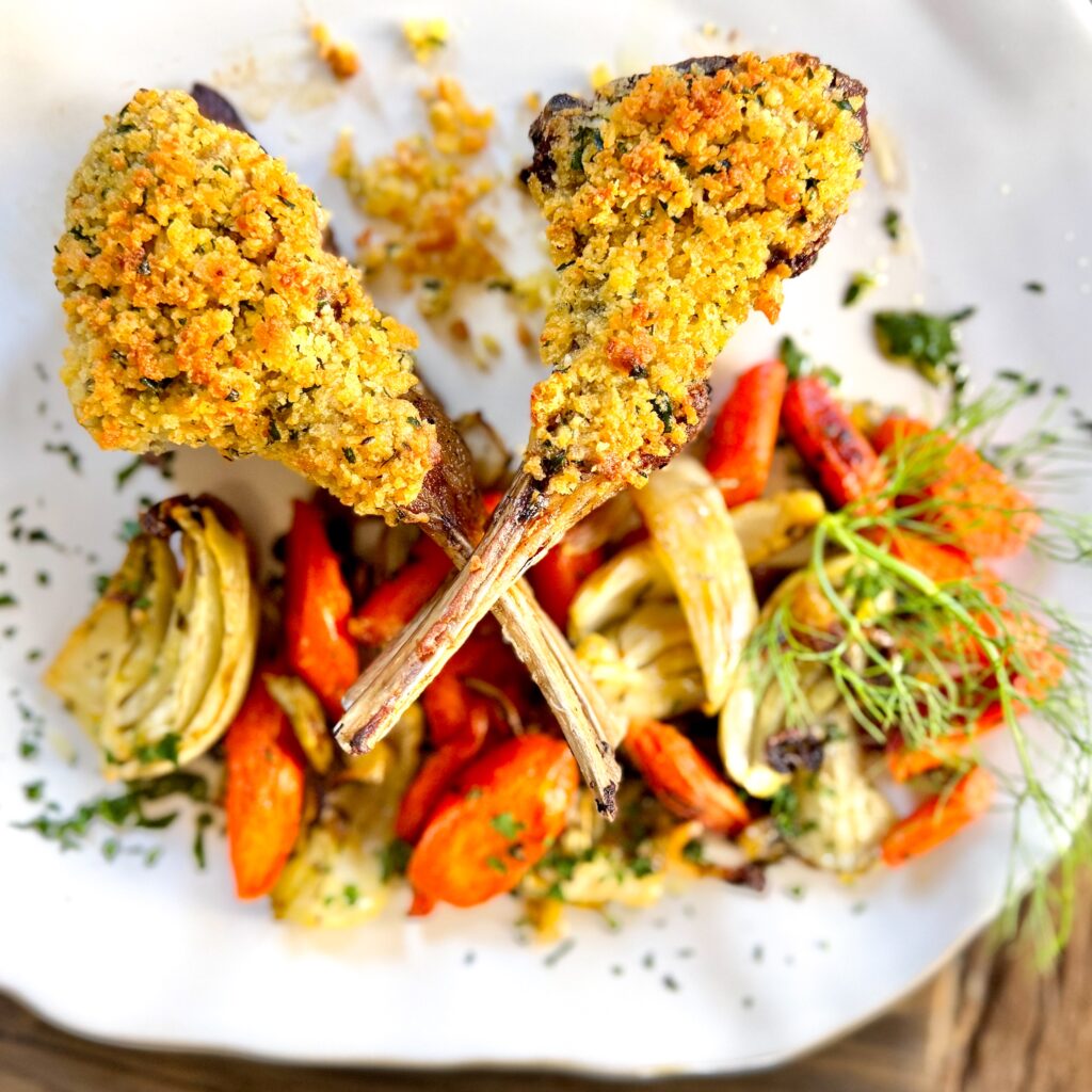 Double Lamb Chops, Dijon-Parmesan Crust